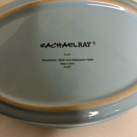 Rachael Ray 12oz Oval Stoneware Baker Dish Light Blue 8” Oven Safe - Picture 2 of 6